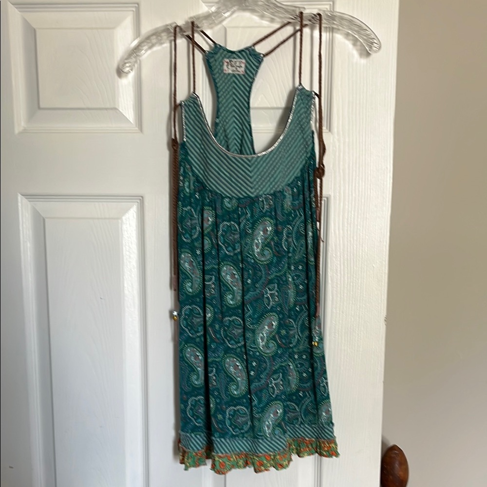Free People Teal and Green Striped Dress